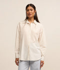 Camisa Oversized em Tricoline com Botões Branco